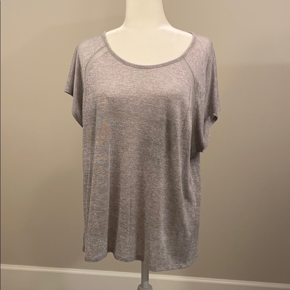 Vince Grey Cap Sleeve Crew Neck Tee Top